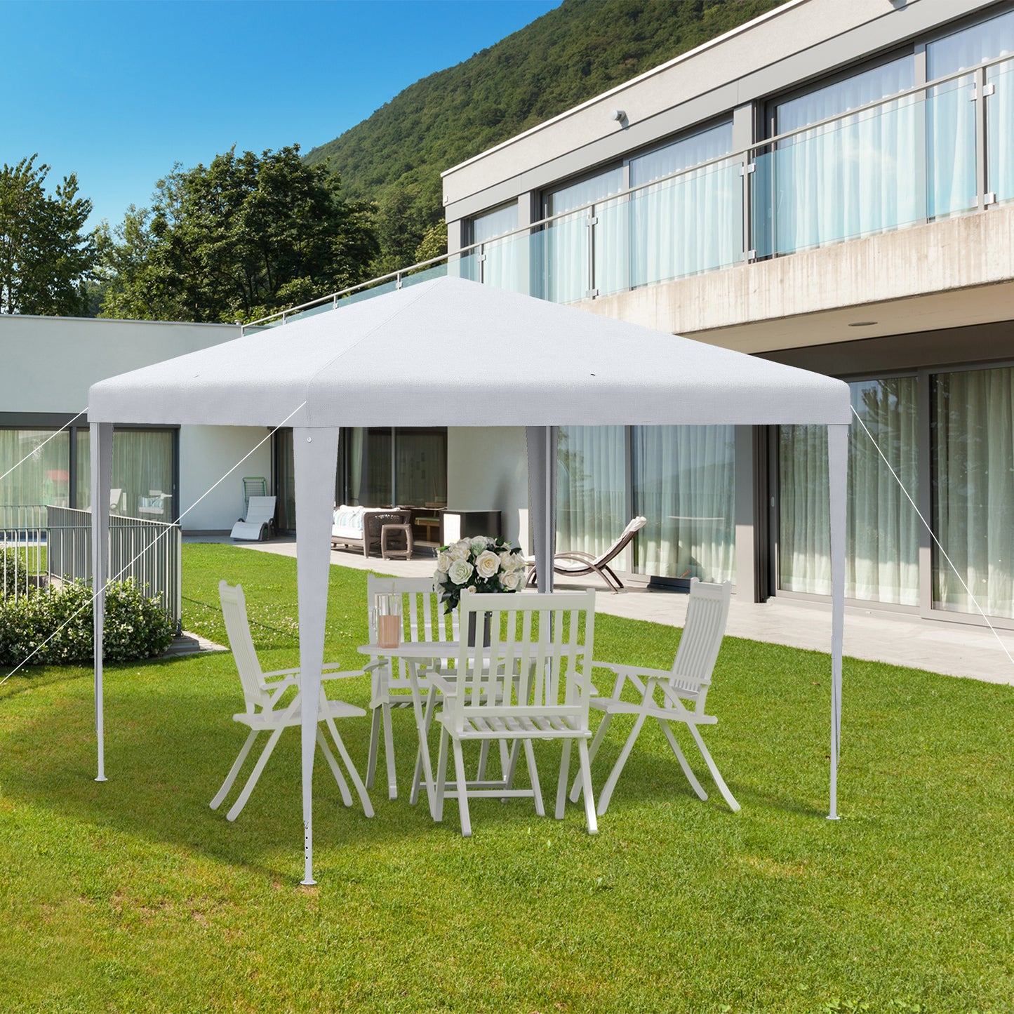 Outsunny 2.7m x 2.7m Garden Gazebo Marquee Party Tent Wedding Canopy Outdoor, White