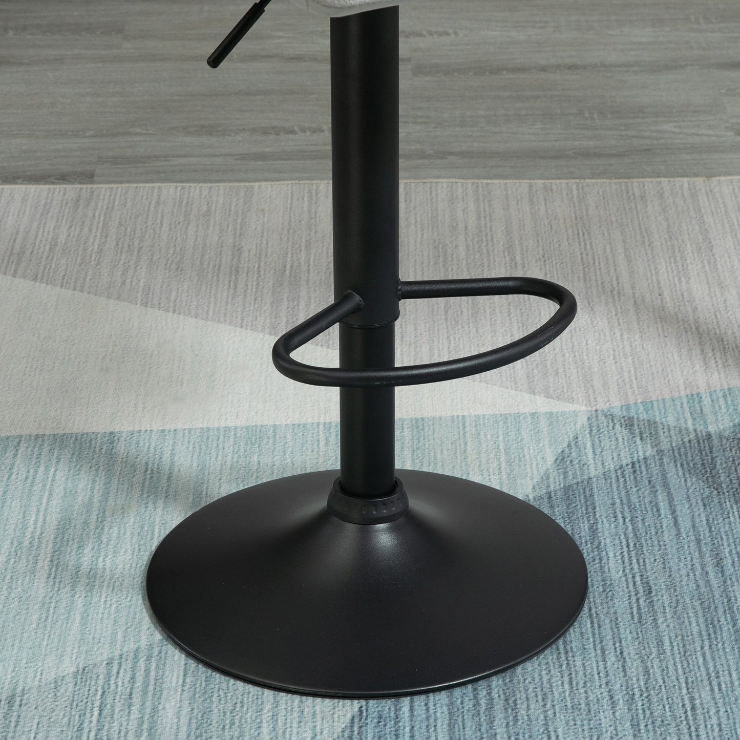 HOMCOM Bar Stool Set of 2 Fabric Adjustable Height Armless Counter Chairs Light Grey