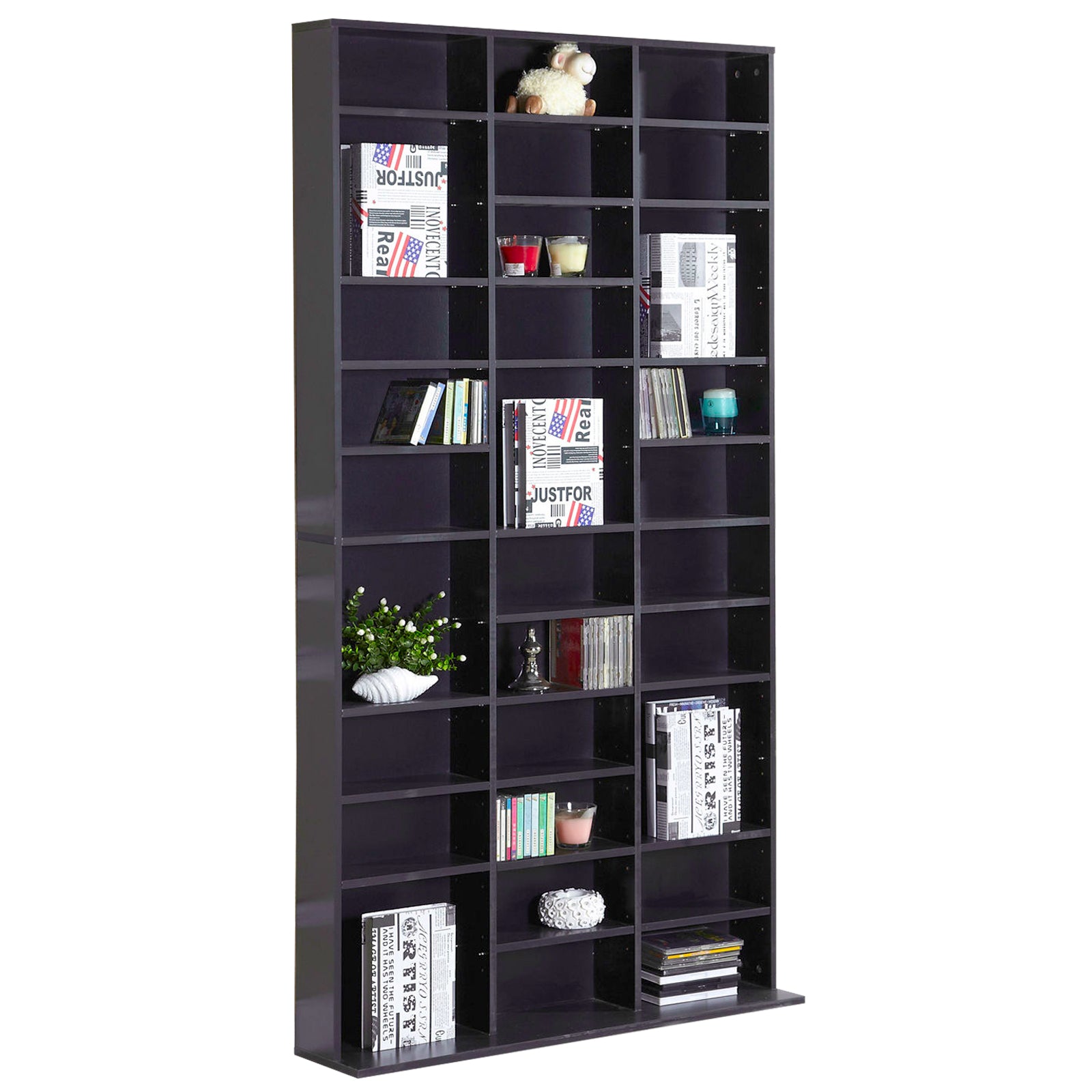 HOMCOM Particle Board Multi-Compartment Storage Shelving Unit Black ...