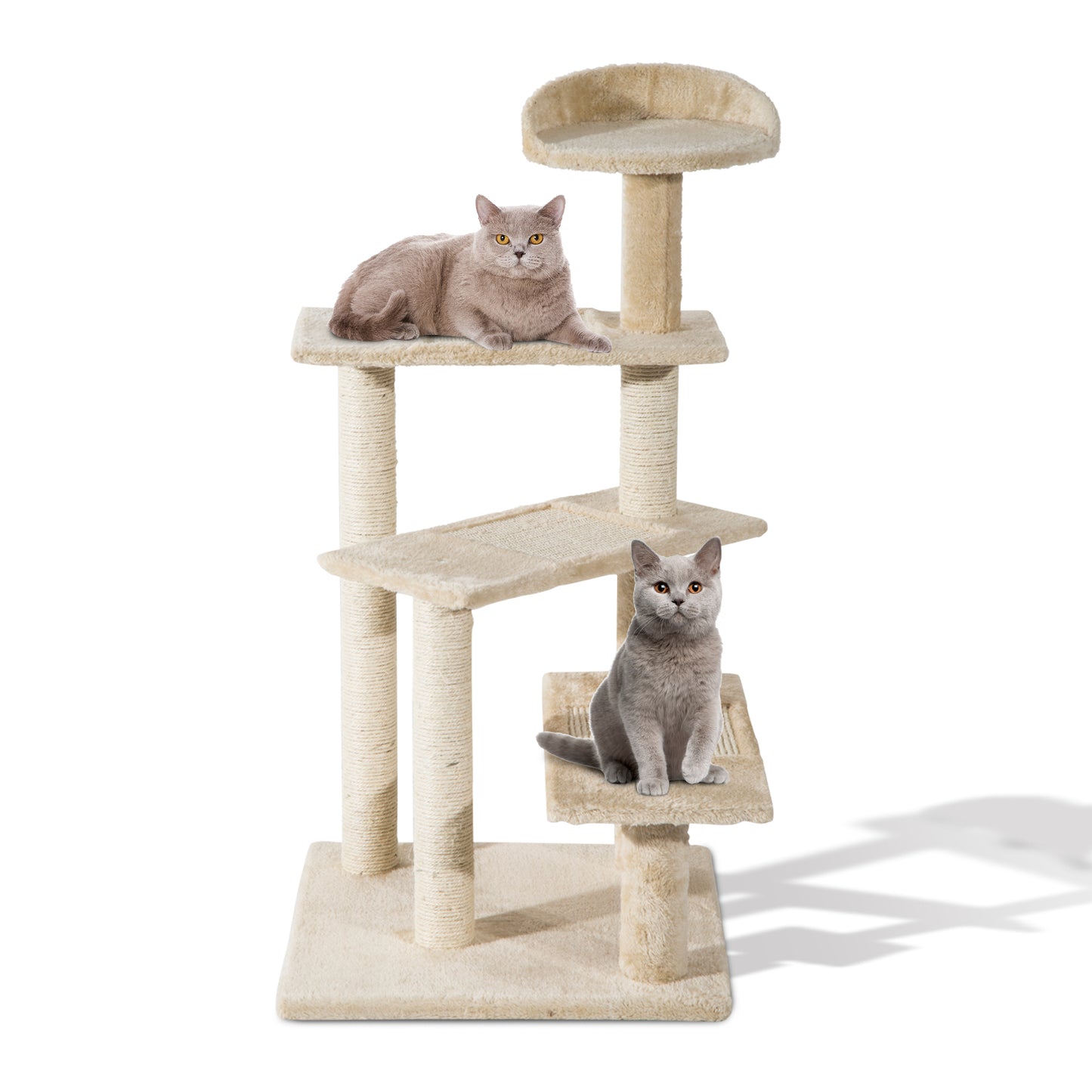 PawHut Cat Tree Scratching Post, 50x50x100 cm-Beige