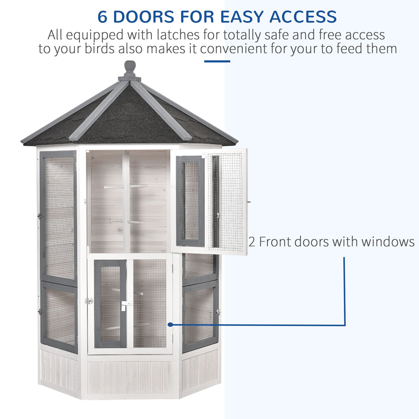 PawHut Bird Aviary House Cage for Budgie Canary Cockatiel Indoor Outdoor 125x125x183cm