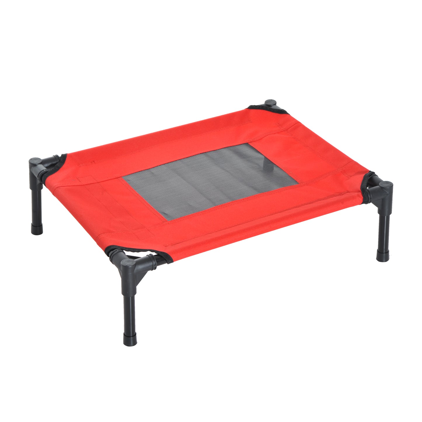 PawHut Elevated Pet Bed Portable Camping Raised Dog Bed w/ Metal Frame Black, Red (Small)