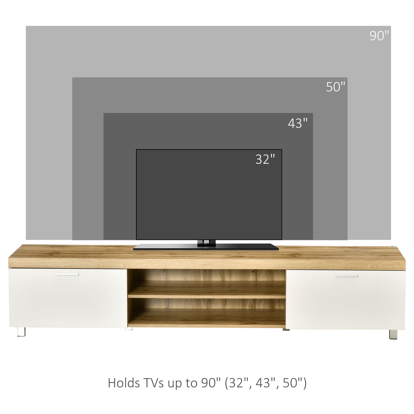 HOMCOM Modern TV Unit TV Cabinet for TVs up to 90" w/ Drawer Shelf for Living Room Oak