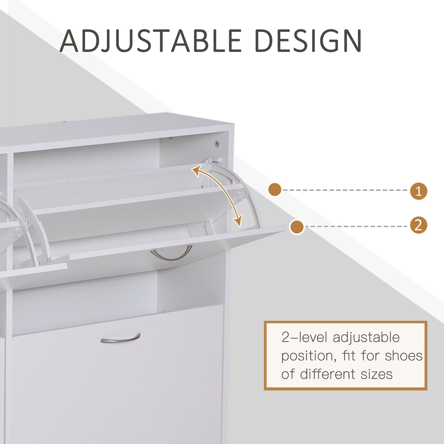 HOMCOM Modern 4 Drawer Shoe Cabinet Pull Down Shelf Storage Cabinet, 120Lx24Wx81H cm, Particle Board-White