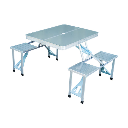 Outsunny Aluminum Portable Picnic Table Chair Set