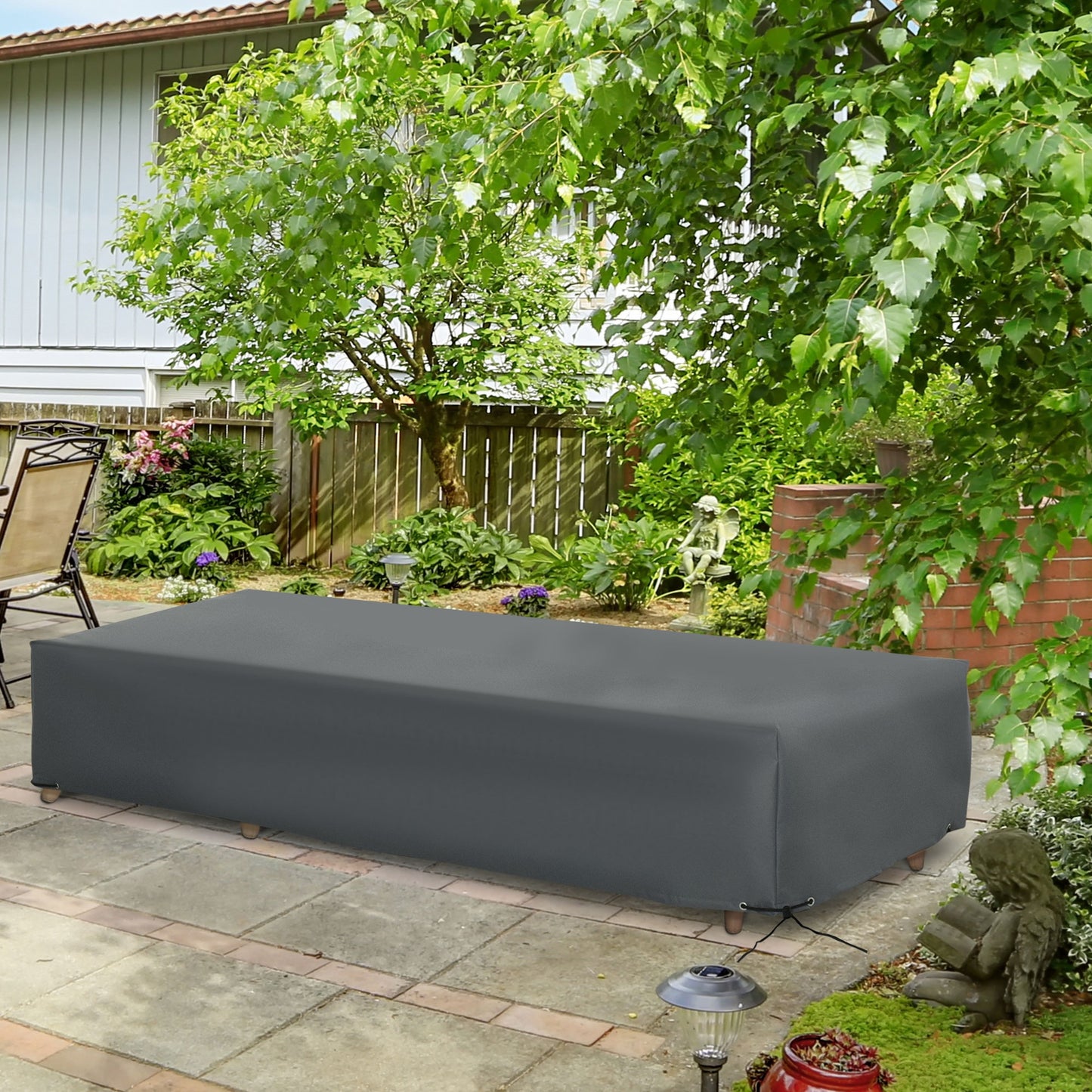 Outsunny 200x73cm Outdoor Garden Rattan Furniture Protective Cover Water UV Resistant Grey