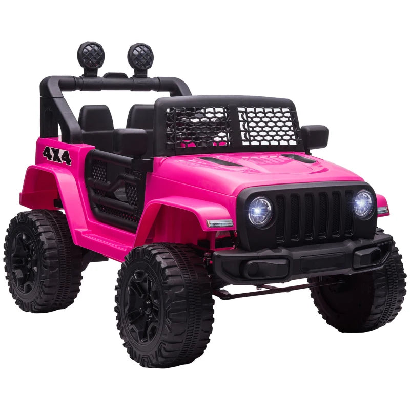 HOMCOM 12V Battery-powered 2 Motors Kids Electric Ride On Car Truck Off-road Toy Pink