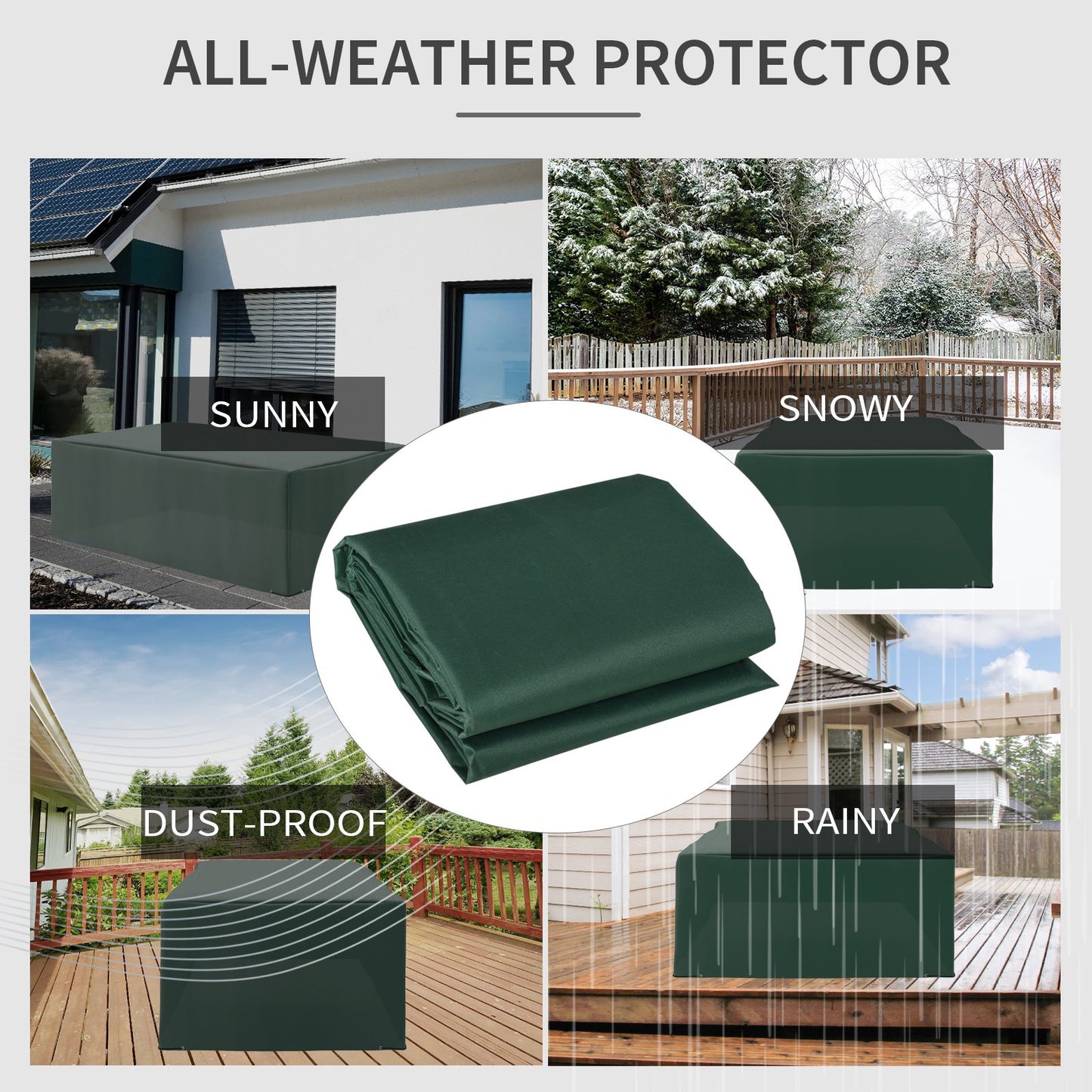 Outsunny 255x142cm Outdoor Garden Rattan Furniture Protective Cover Water UV Resistant