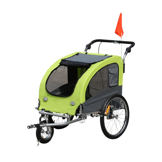 Pawhut Steel Pet Bicycle Trailer 360 Rotatable 3 Wheel Carrier Green