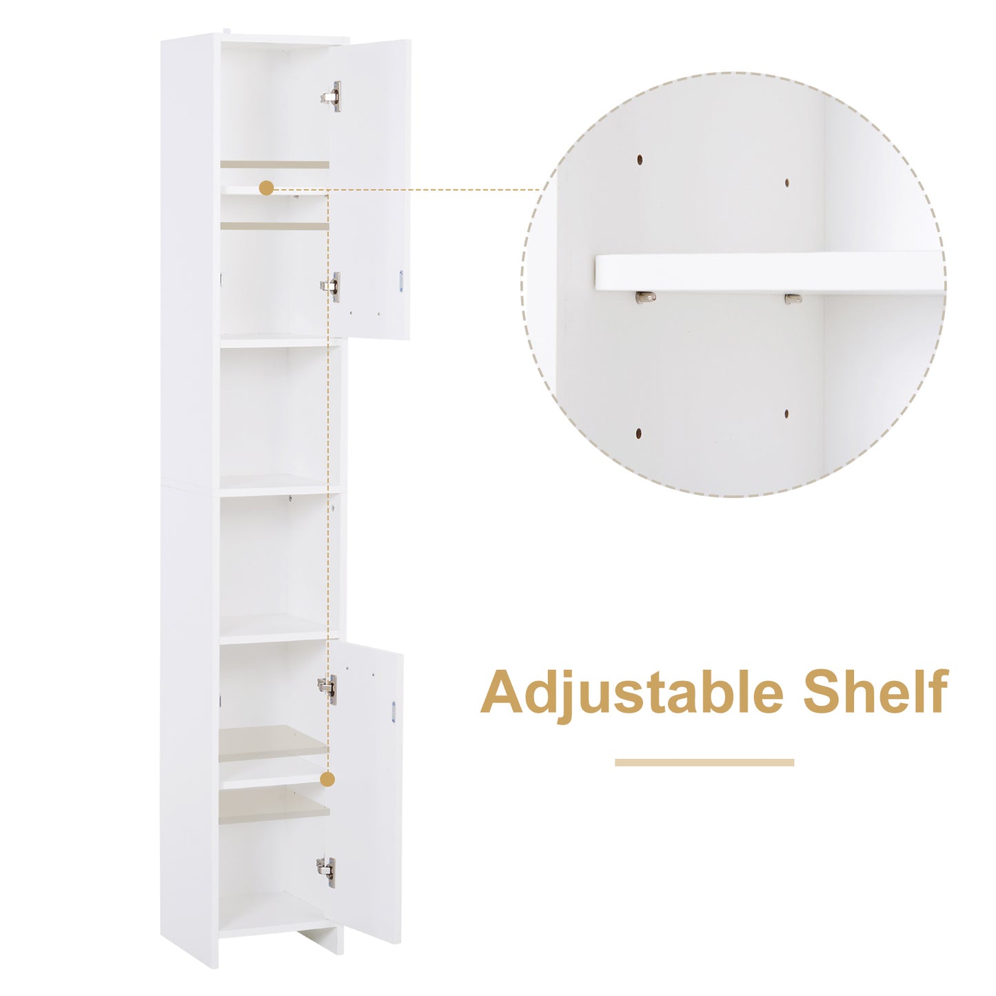 HOMCOM Particle Board Tall Freestanding Bathroom Storage Cabinet White