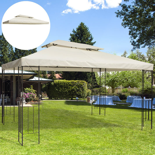 Outsunny 3x4 m 2-Tier Waterproof Gazebo Replacement Top-Cream-White