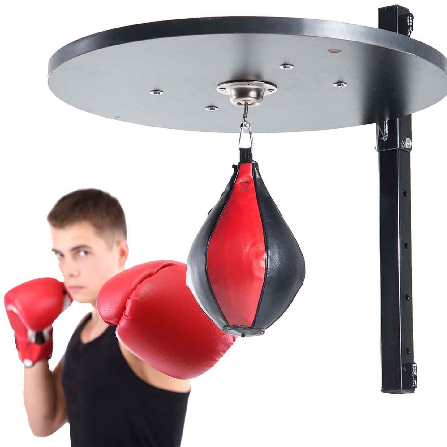 HOMCOM Punching Boxing Speed Bag Boxing Workout Platform-Red/Black