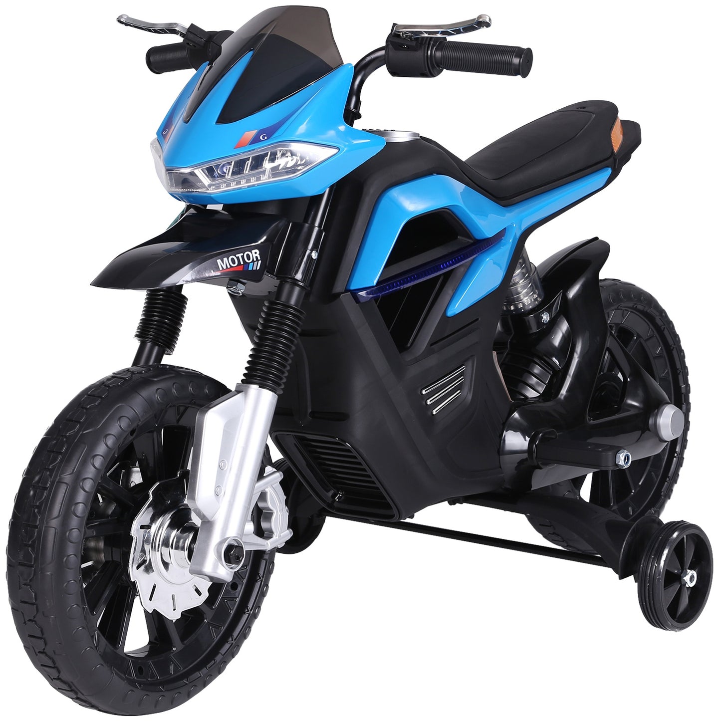 HOMCOM  Ride On Kids Electric Motorbike Scooter 6V Battery Powered w/ Brake Lights and Music Blue