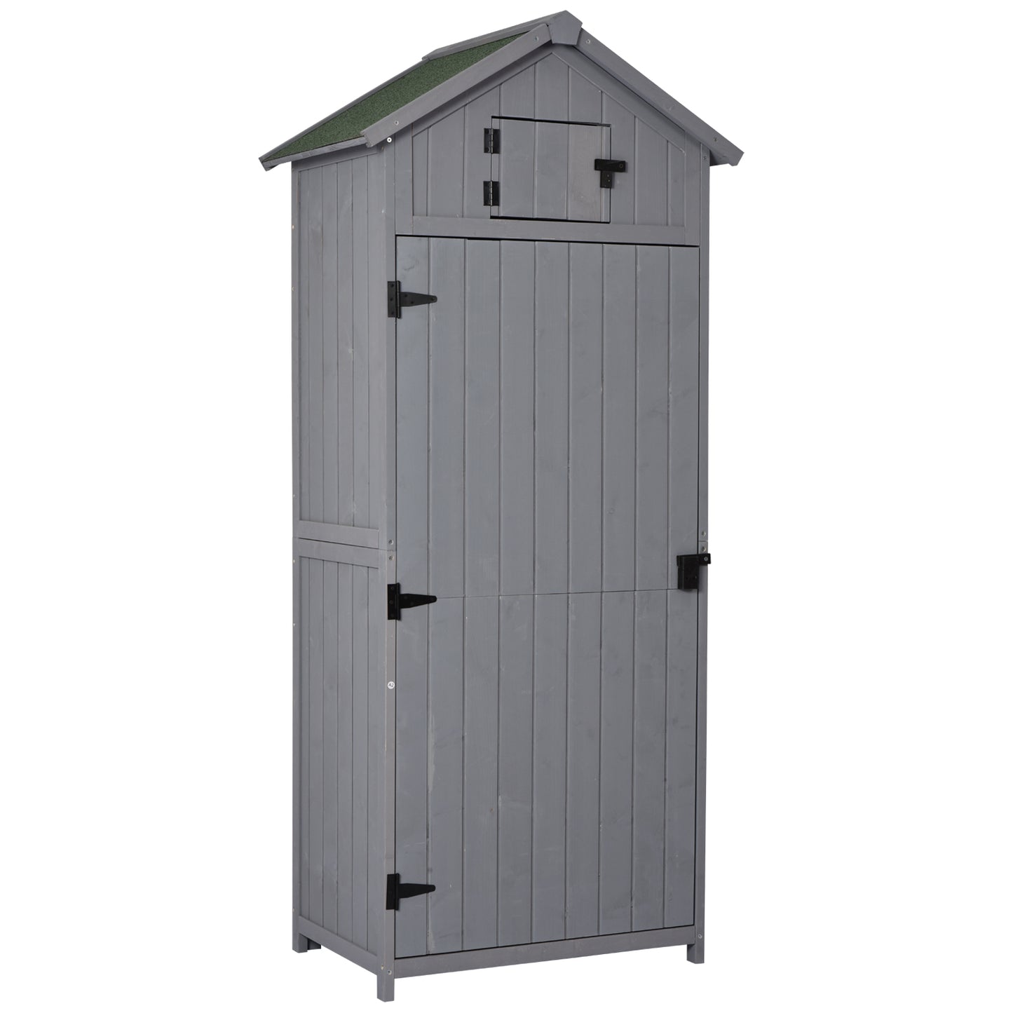Outsunny 1.7 x 2.5ft Narrow Wooden Garden Shed with Asphalt Roof - Grey