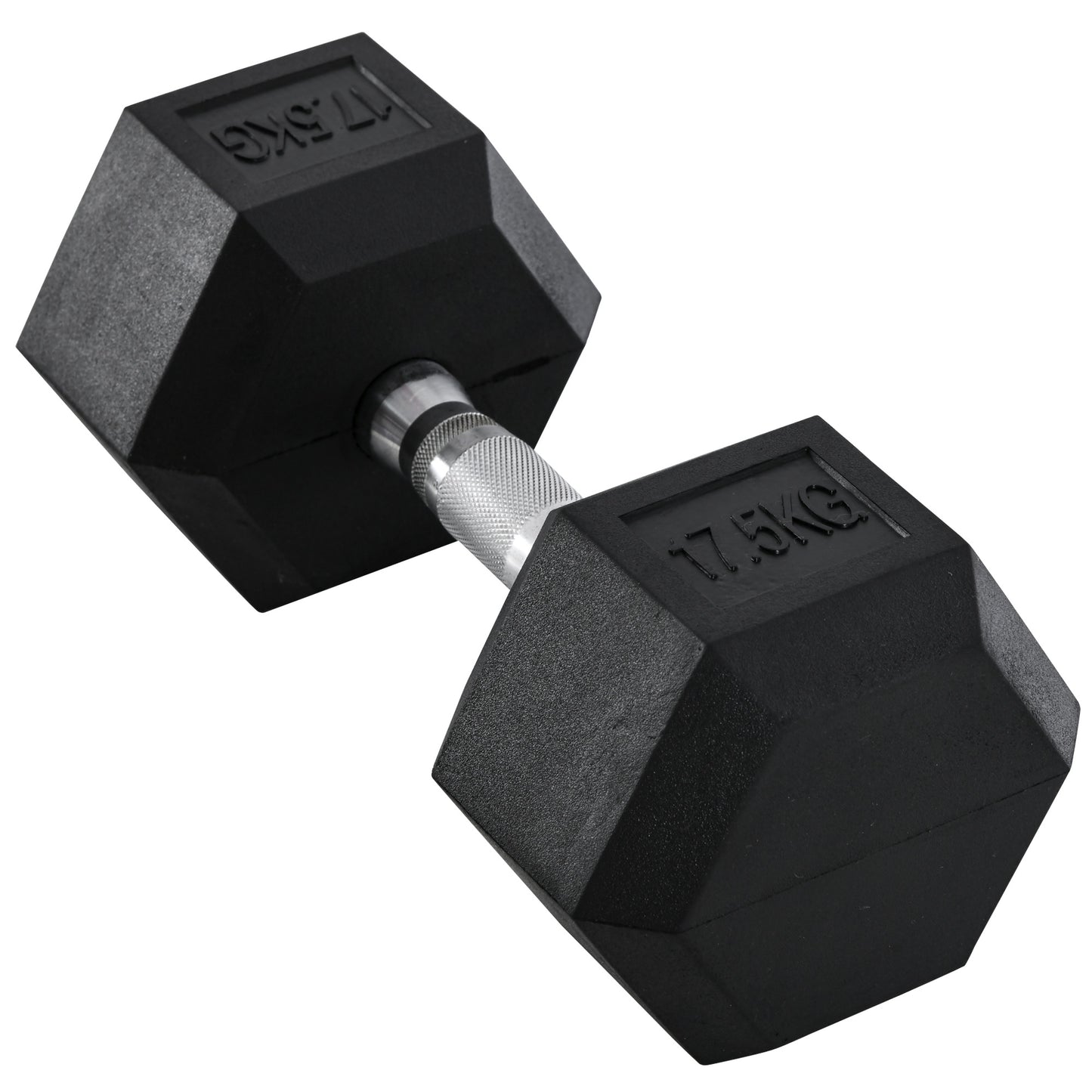 HOMCOM 17.5KG Single Rubber Hex Dumbbell Portable Hand Weights Dumbbell Home Gym