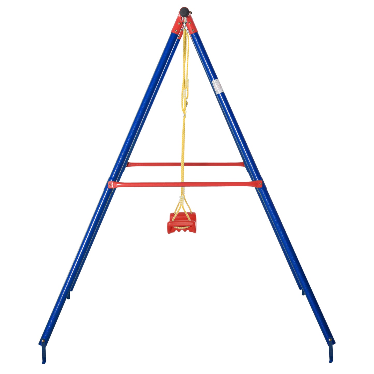 Outsunny Metal Swing Set w/ Adjustable Rope Heavy Duty A-Frame Stand Outdoor Playset