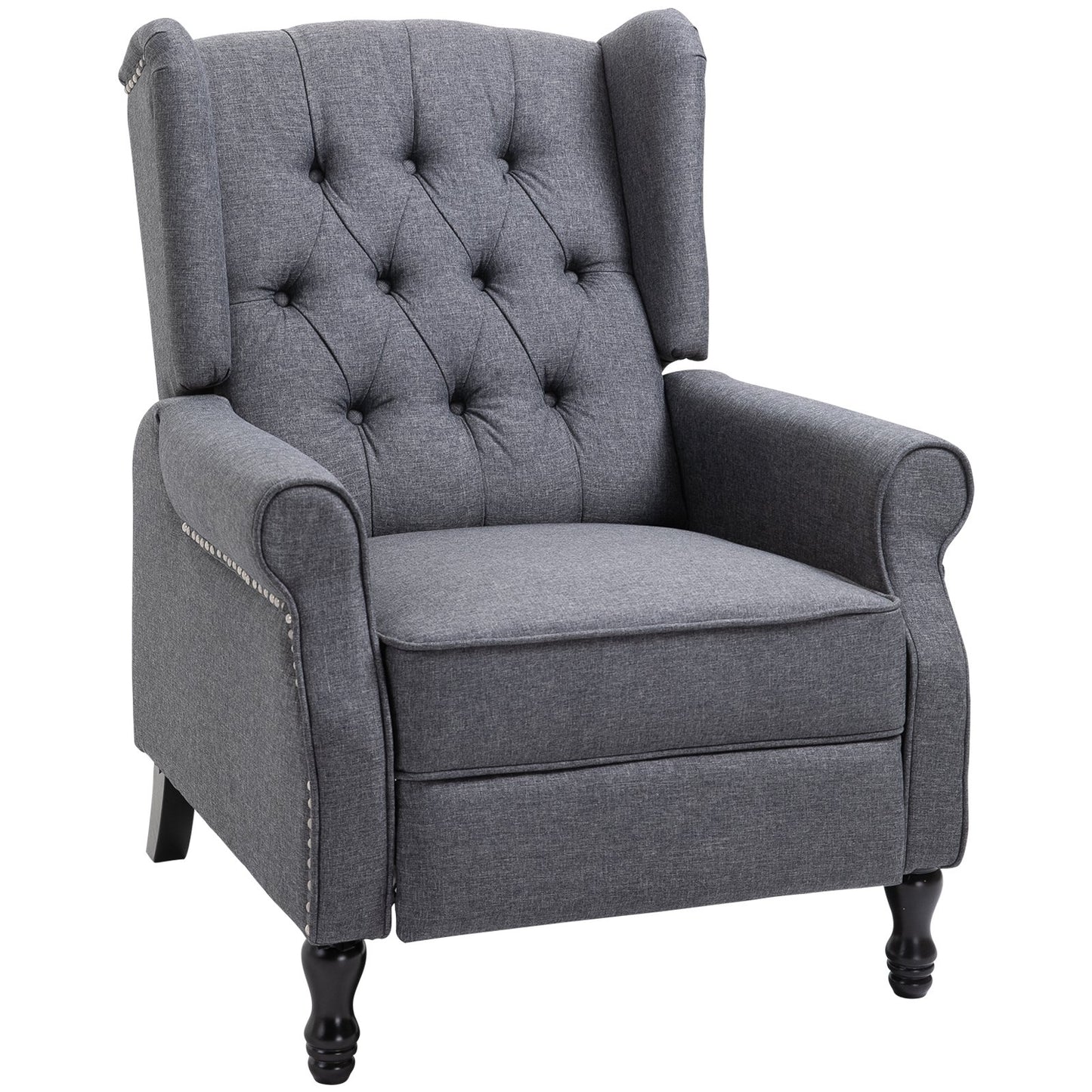 HOMCOM Reclining Wingback Armchair, with Footrest - Dark Grey