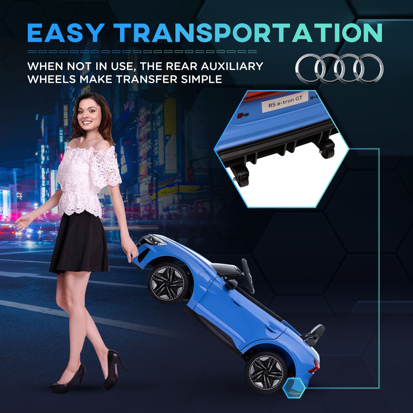 HOMCOM Audi Licensed Kids Electric Ride On Car with Parental Remote Control, Blue