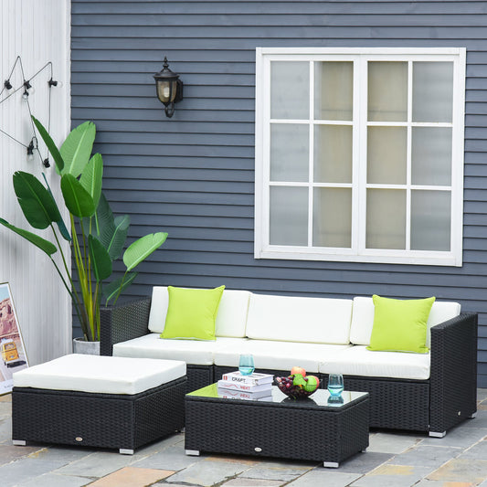 Outsunny 5 PCS Rattan Sofa Set-Black