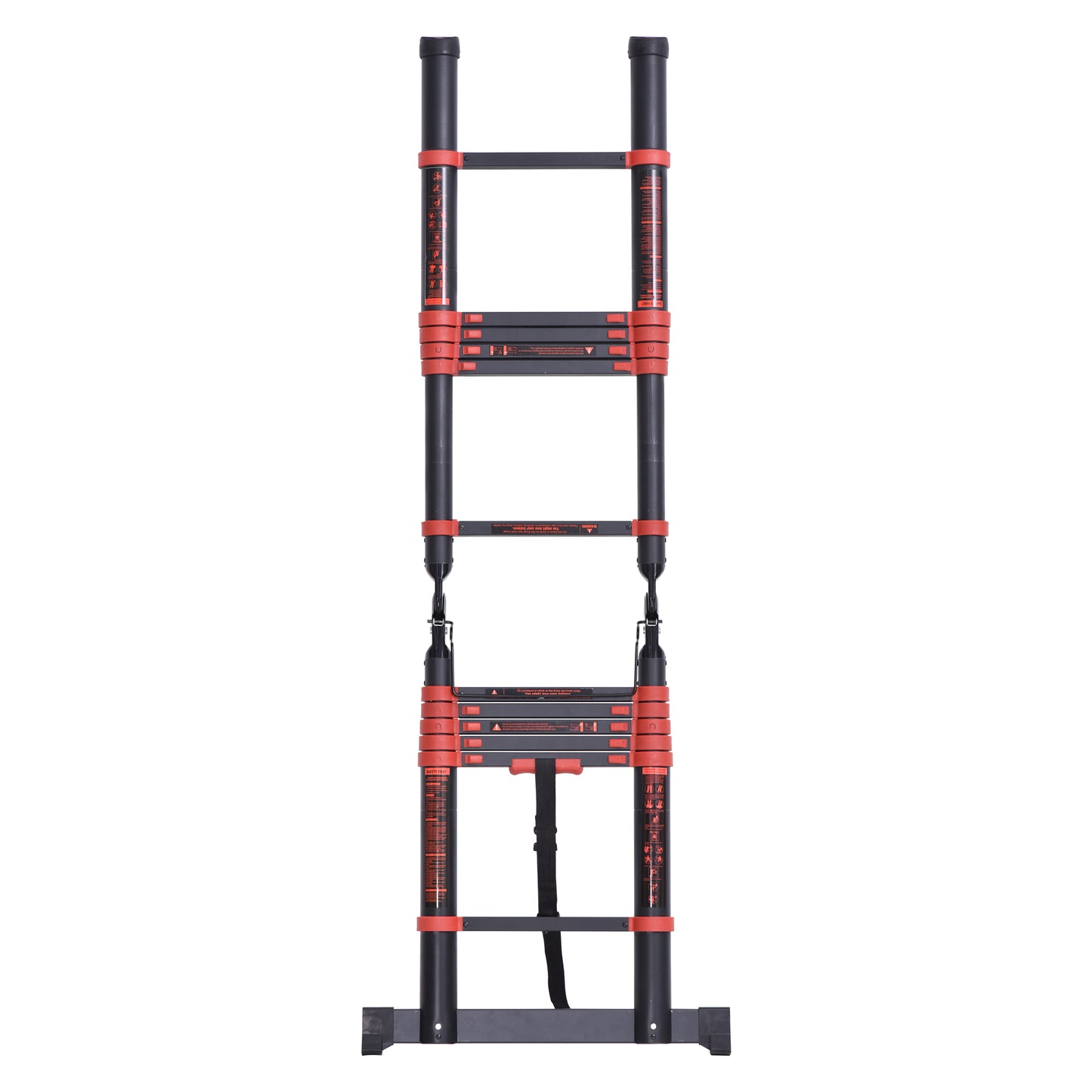 HOMCOM 3.8M Duo Aluminium Ladder w/ Tool Holder Herringbone Design Foldable