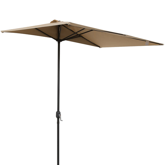 Outsunny 2.3m Half Steel Frame Outdoor Parasol Beige