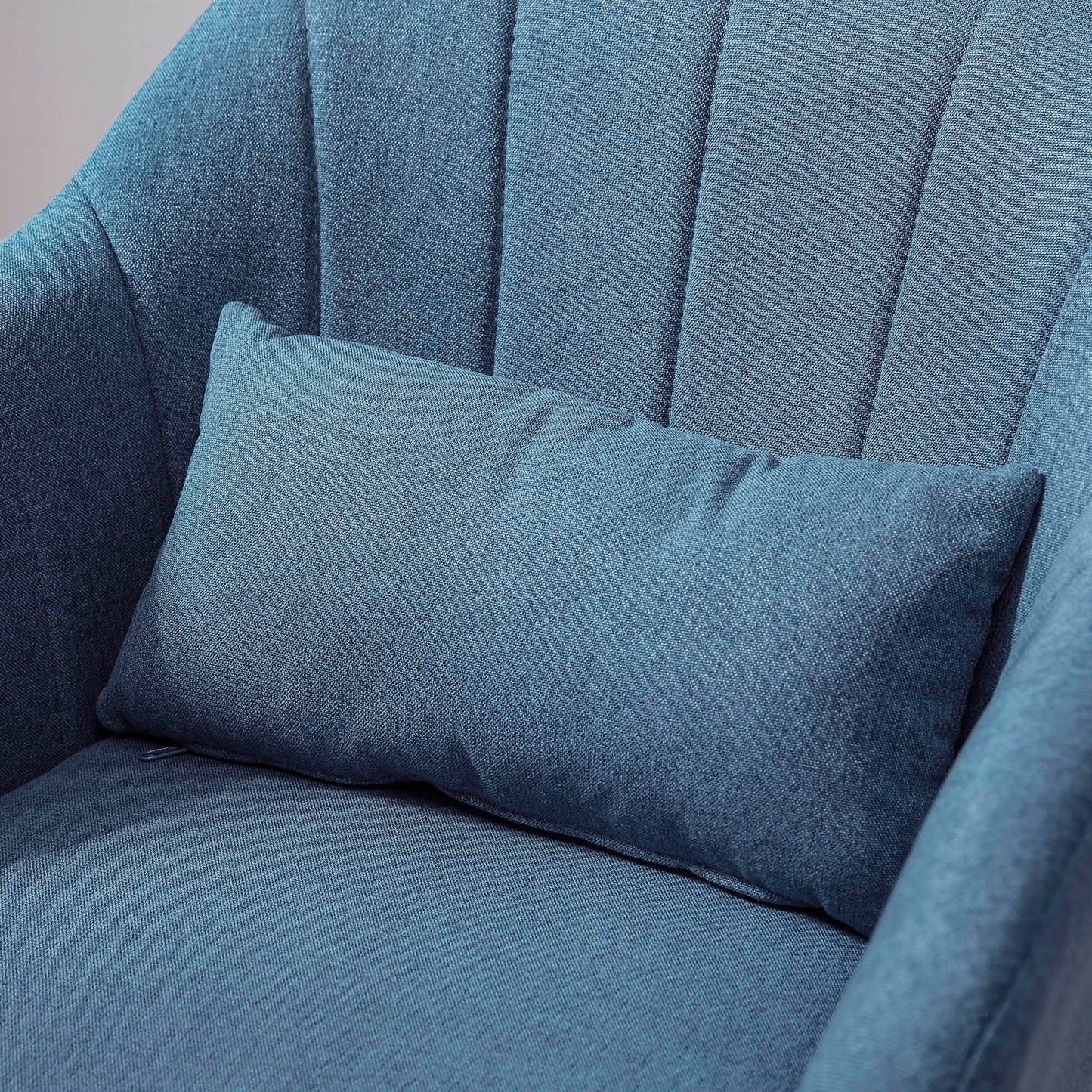 HOMCOM Swivel Accent Chair for Living Room Contemporary Vanity Armchair with Adjustable Height Thick Cushion Lumbar Support Armrest for Bedroom Office Blue