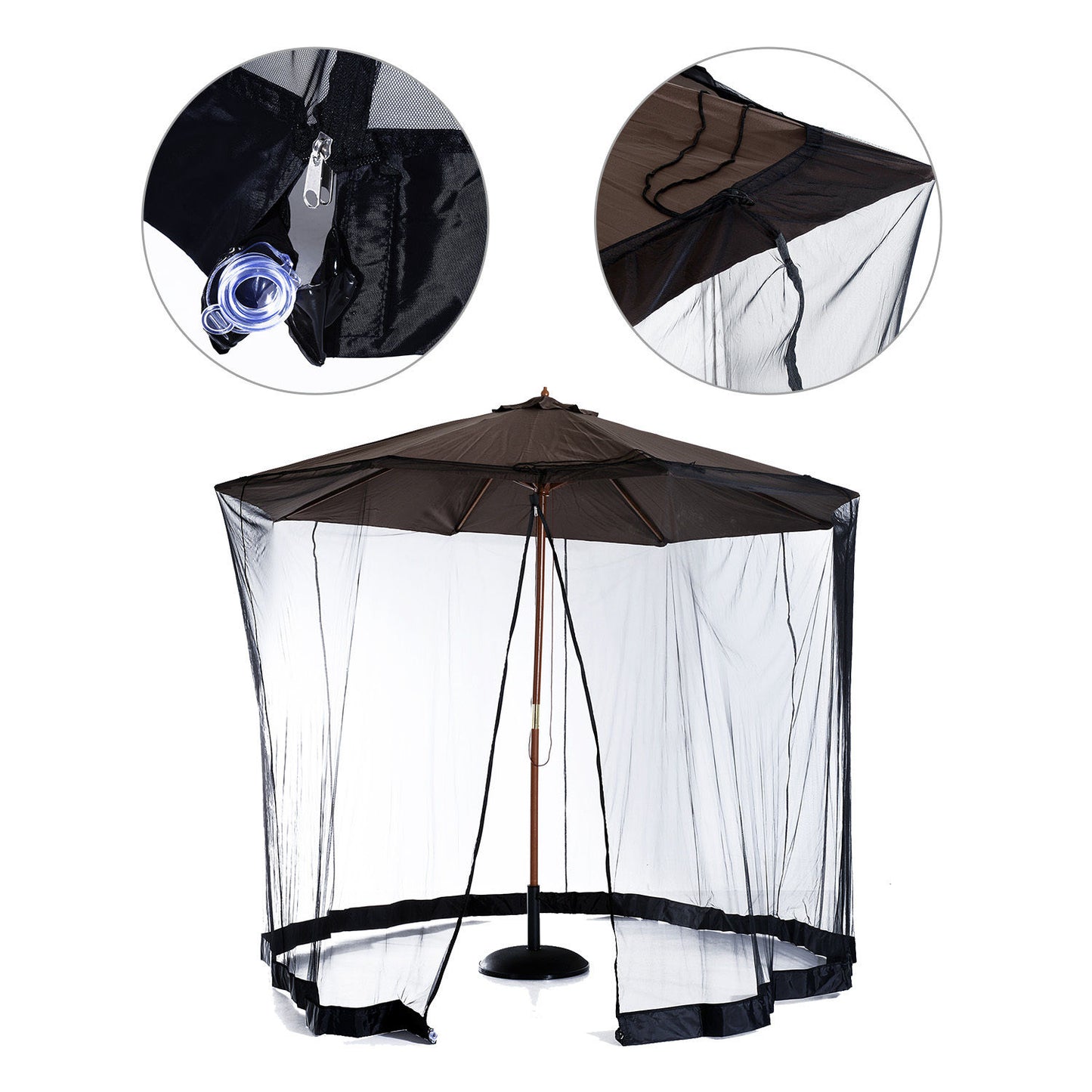 Outsunny 2.3 m Umbrella/Table Mosquito Net-Black