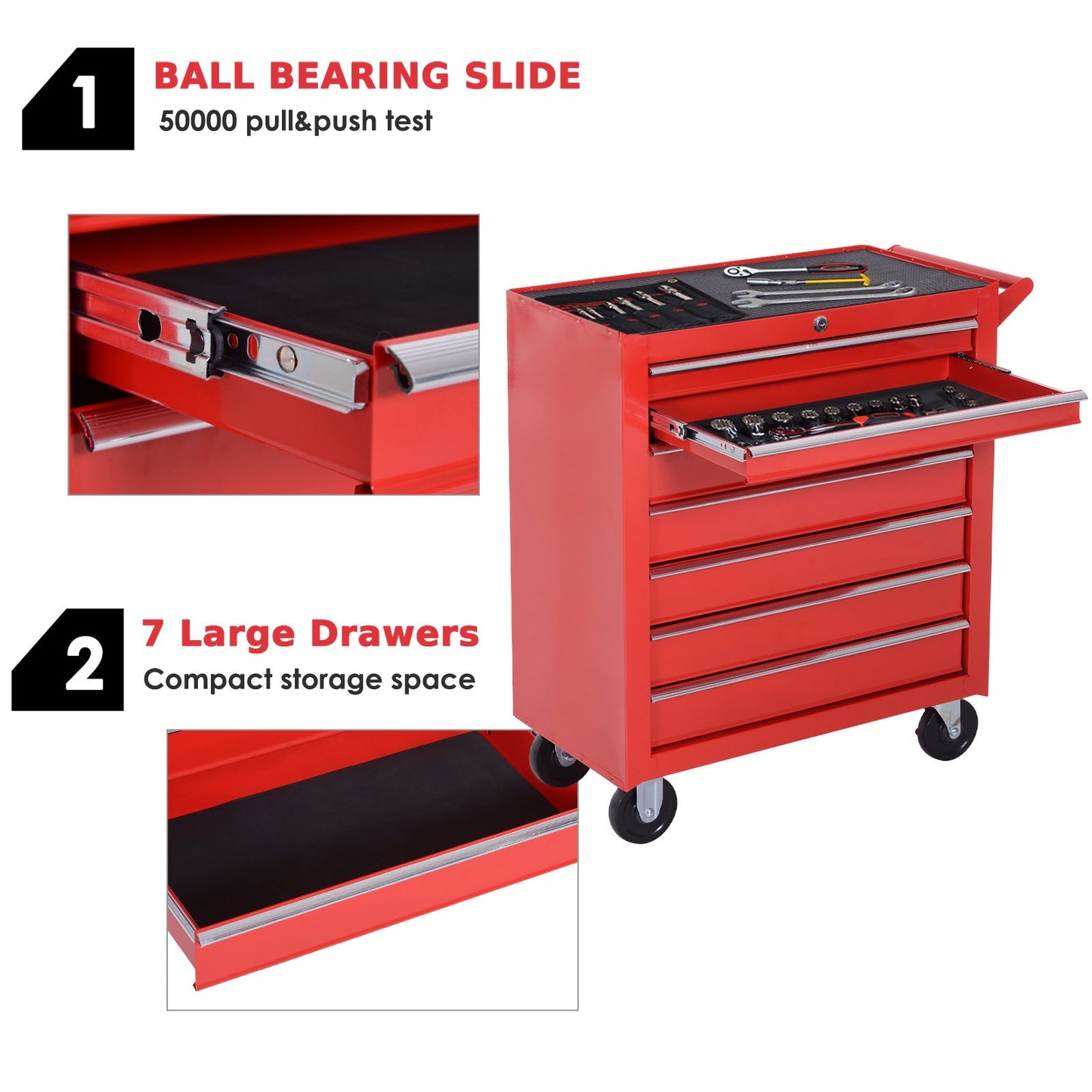 OAKANDO 7-Drawer Metal Rolling Tool Chest with Wheels,Tool Storage C OAKANDO 7-Drawer Metal Rolling Tool Chest with Wheels,Tool Storage C