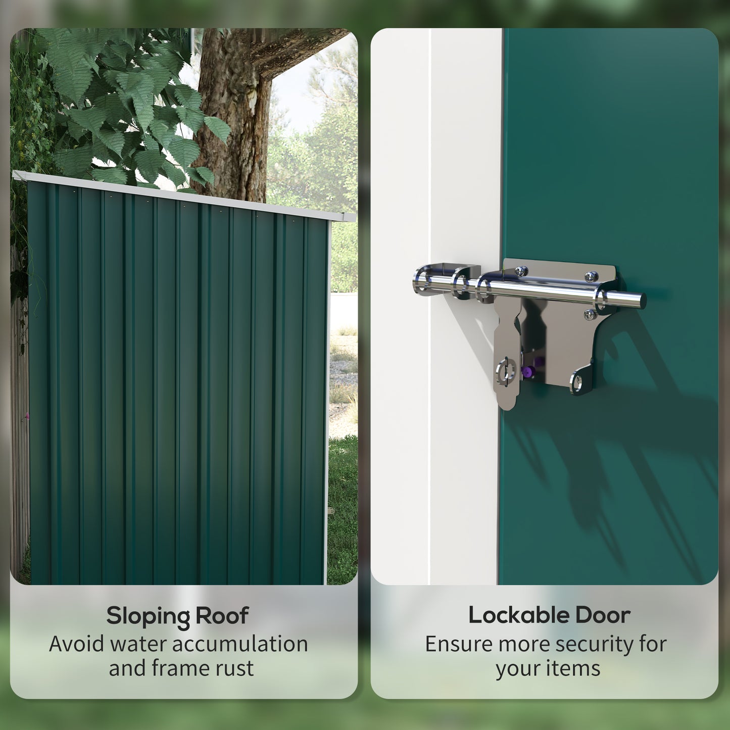 Outsunny Outdoor Storage Shed Garden Metal Storage Shed w/ Single Door for Garden Patio Lawn 5.3ft x 3.1ft Green