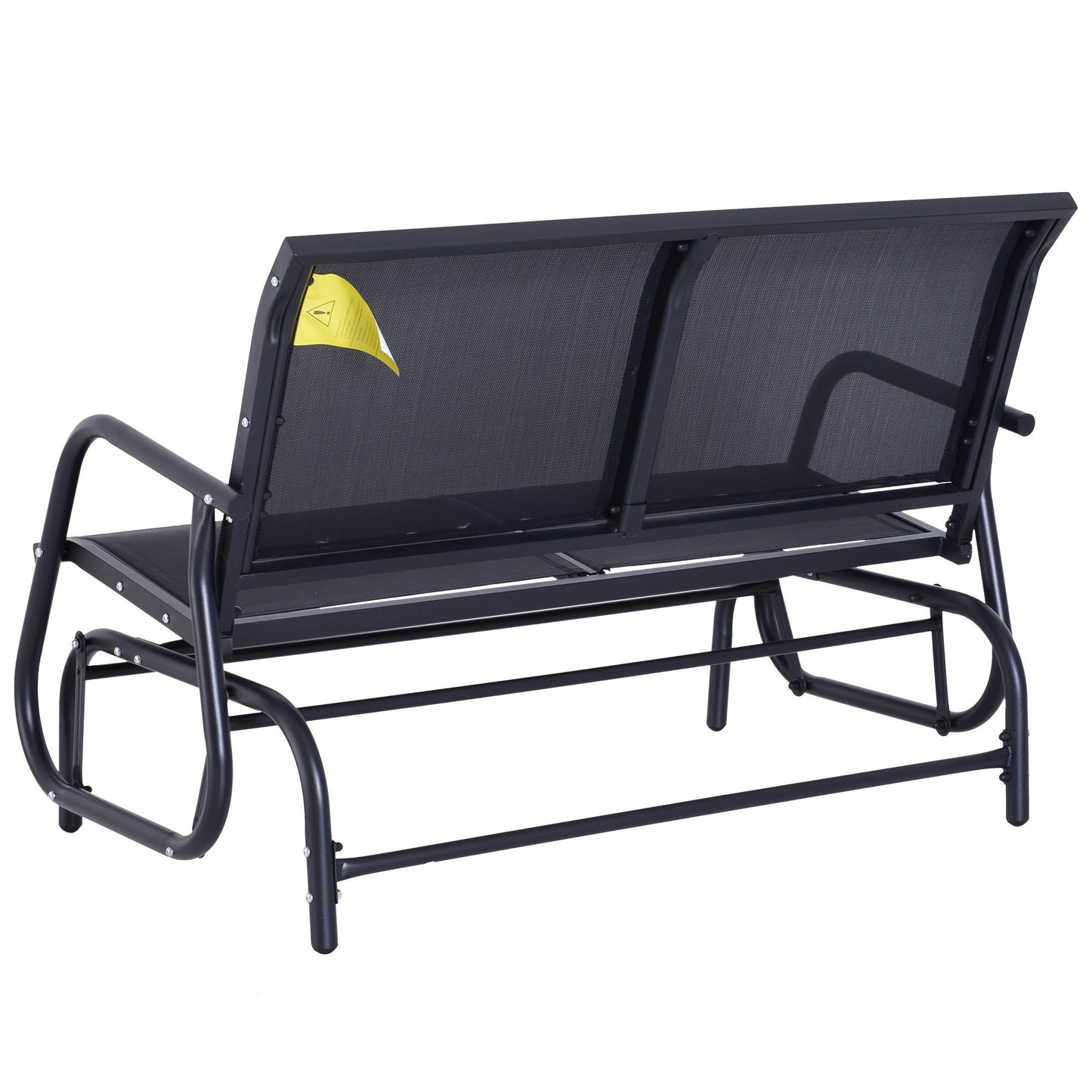 Outsunny Swing Chair Outdoor Textilene Swing Bench Double Seat-Black