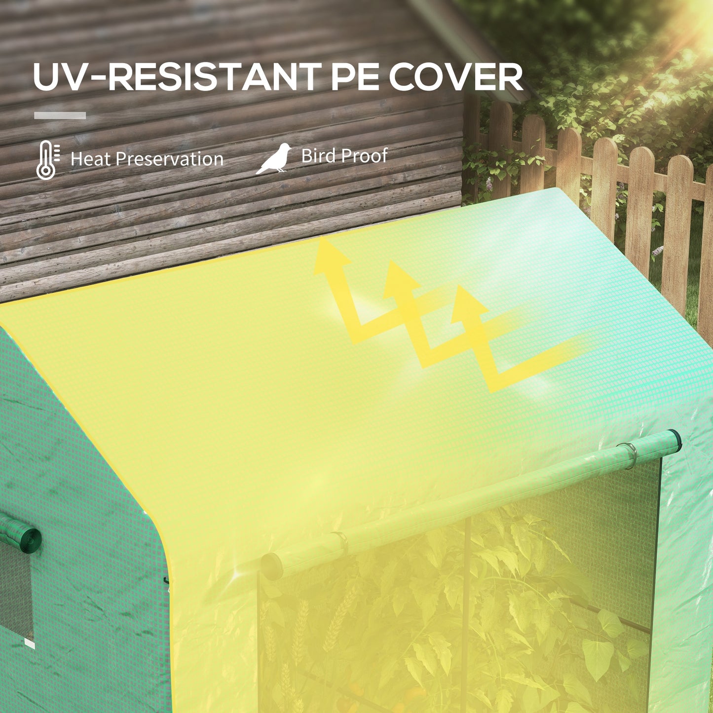 Outsunny Greenhouse Walkin Garden Grow House with Rollup Door and Mesh Windows 200 x 140 x 200cm Green