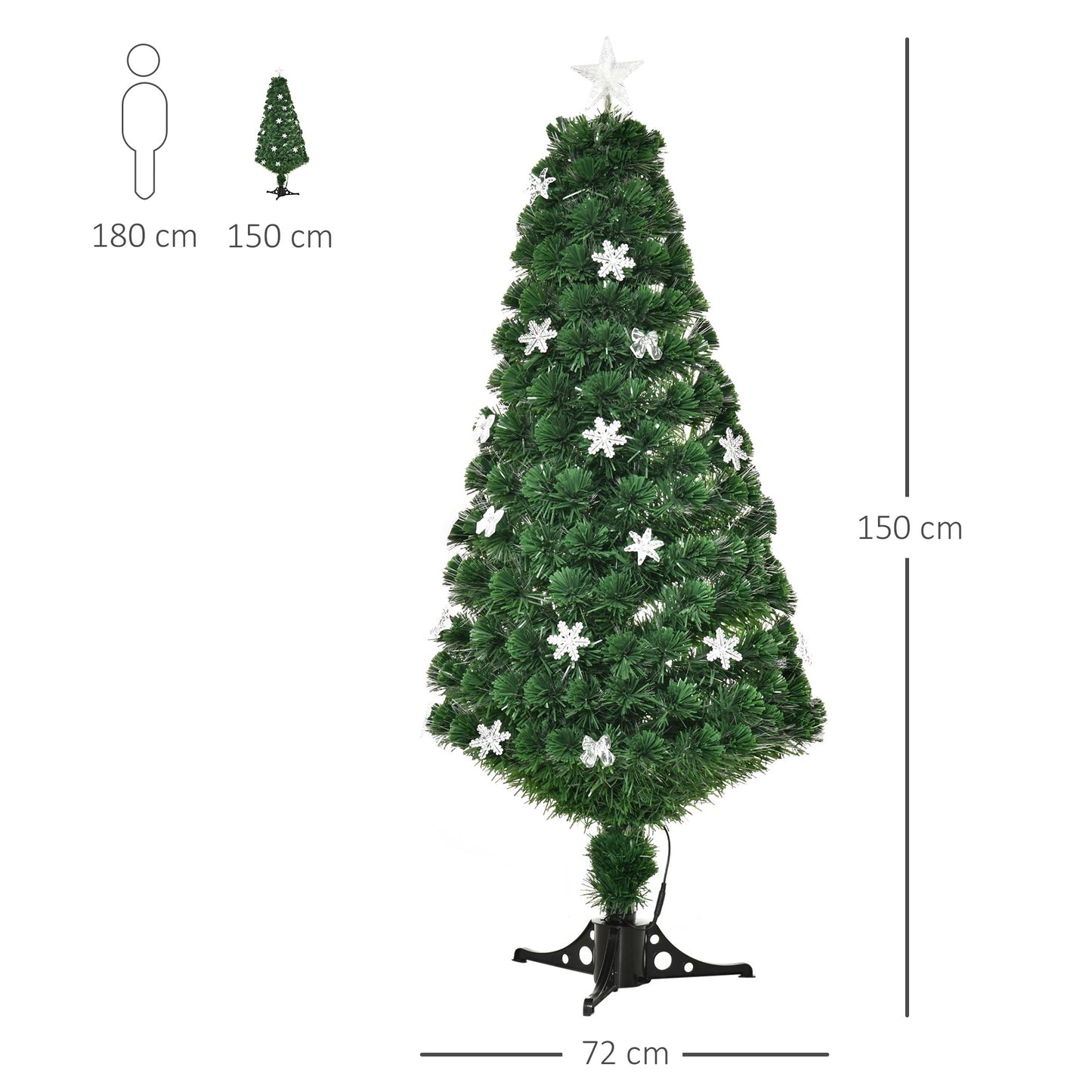 HOMCOM 5FT Prelit Artificial Christmas Tree Fiber Optic LED Light Holiday Decoration