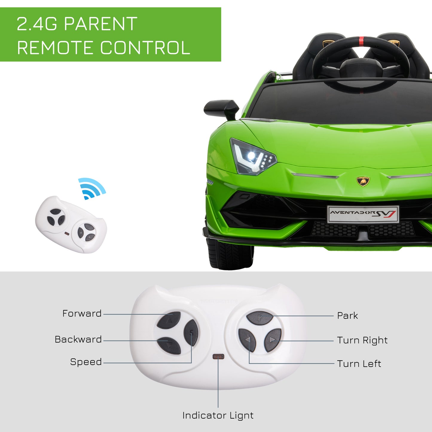 HOMCOM Lamborghini SVJ 12V Kids Electric Ride On Car Sport Racing Toy RC for 3-8 Yrs