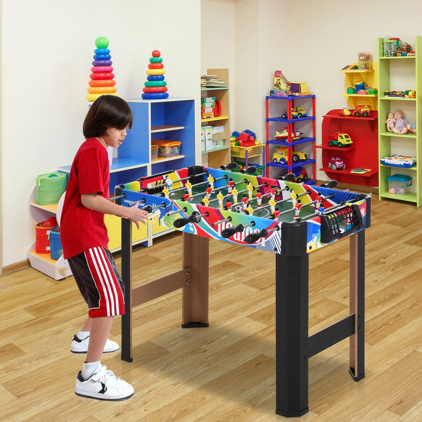 HOMCOM 2.8ft Indoor MDF Football Table Multi-Colour