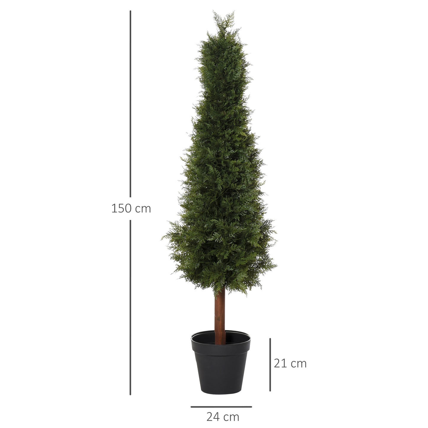 Outsunny Set Of 2 150cm/5FT Artificial Cedar Pine Trees Decorative Cypress Plant Fake Conifer Tree w/ Heavy Pot Indoor Outdoor Home Office