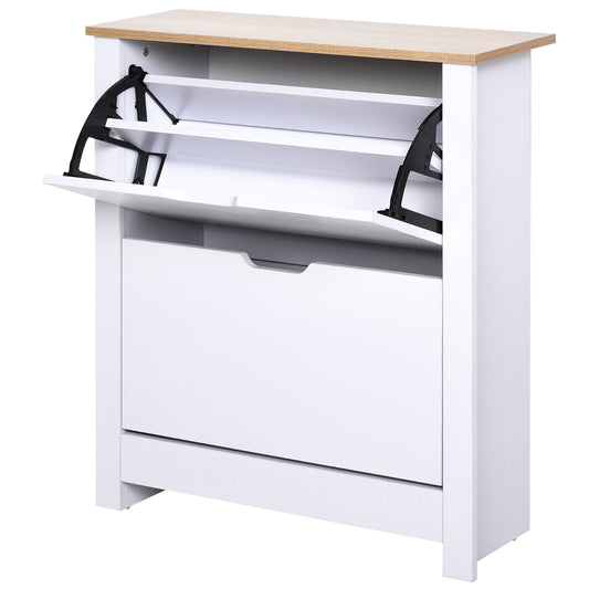 HOMCOM Particle Board 12-Pair Shoe Storage Cabinet White