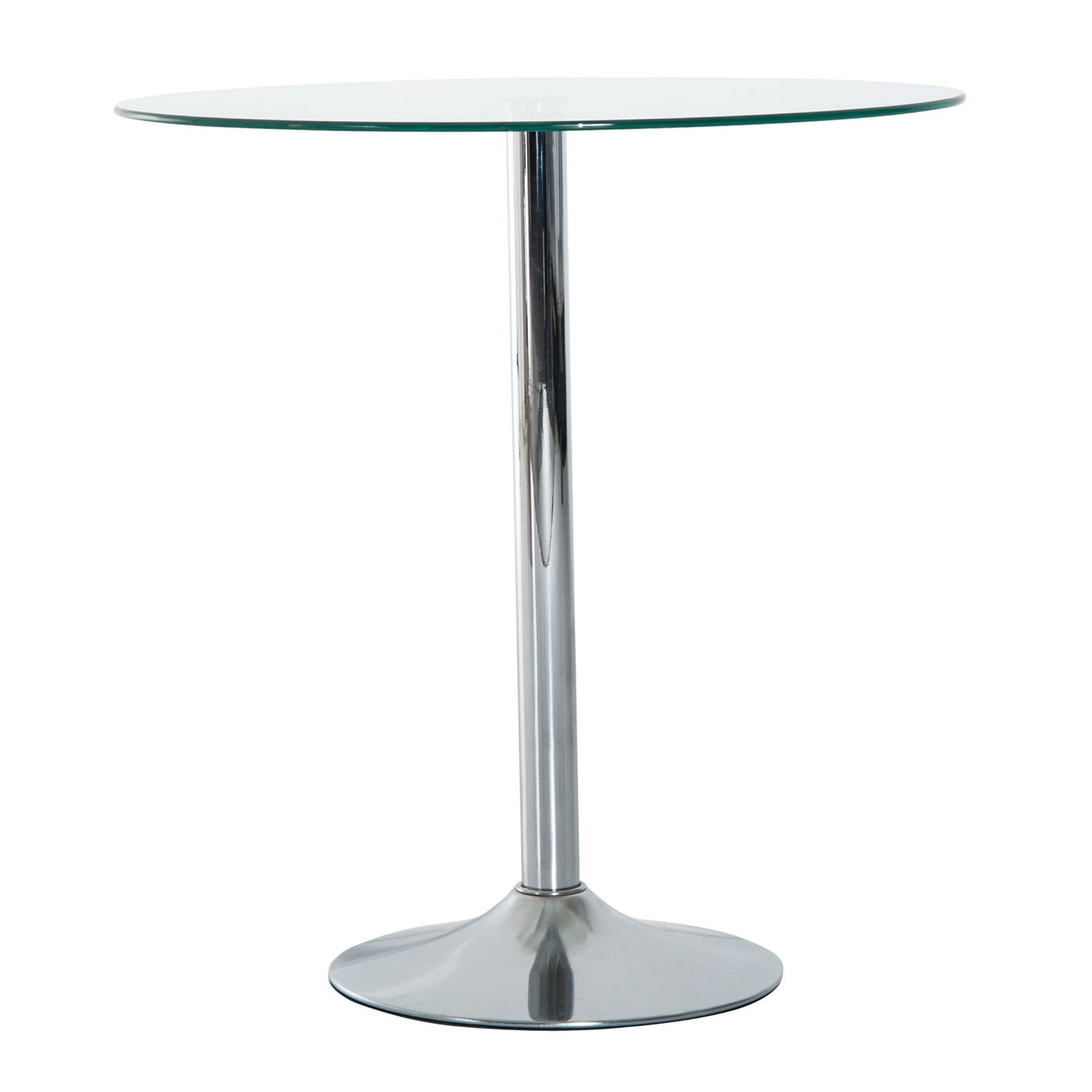 HOMCOM Round Bar Table W/ Glass Top-Transparent Glass, Silver