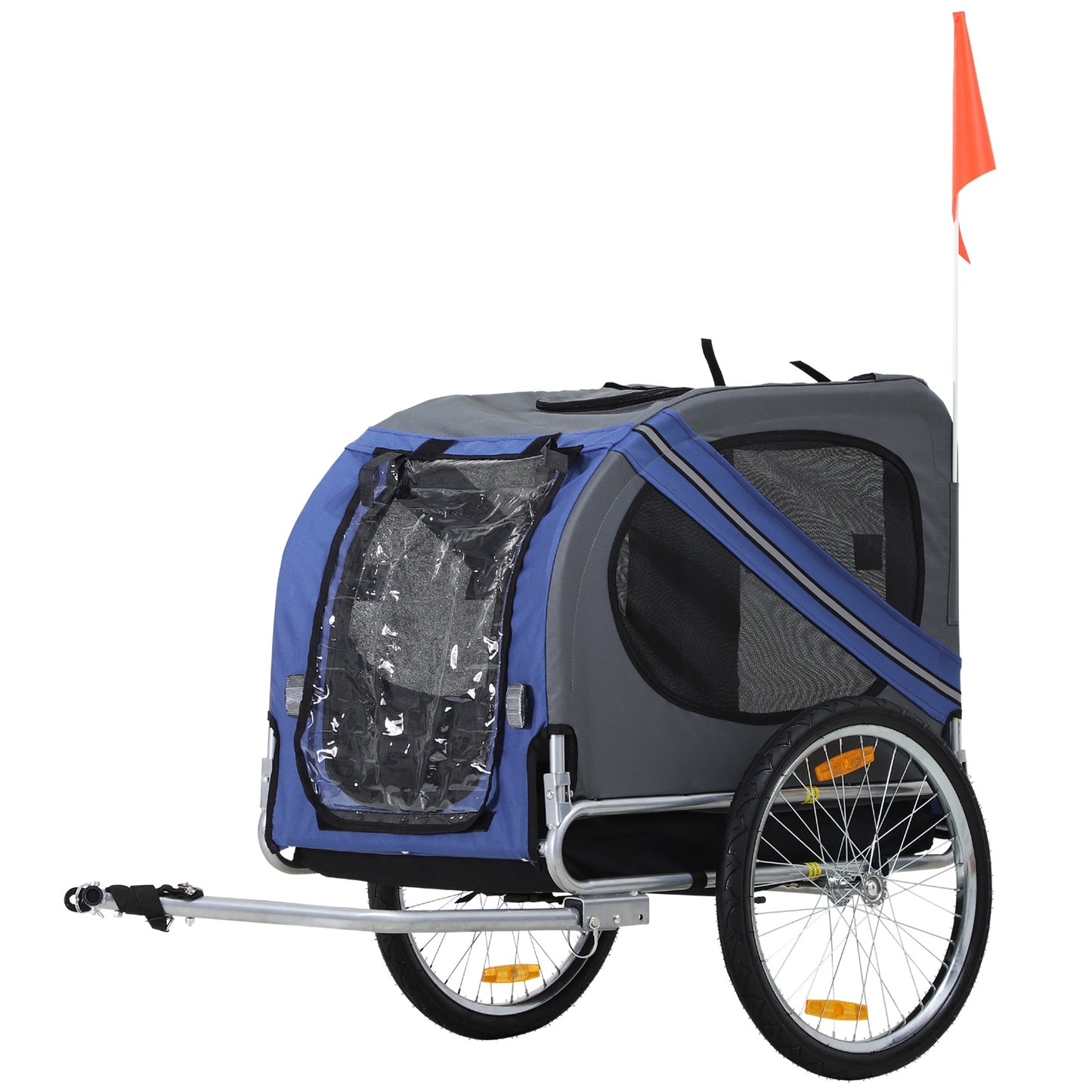 PawHut Dog Bike Trailer Foldable Pet Bike Carrier with Suspension- Blue