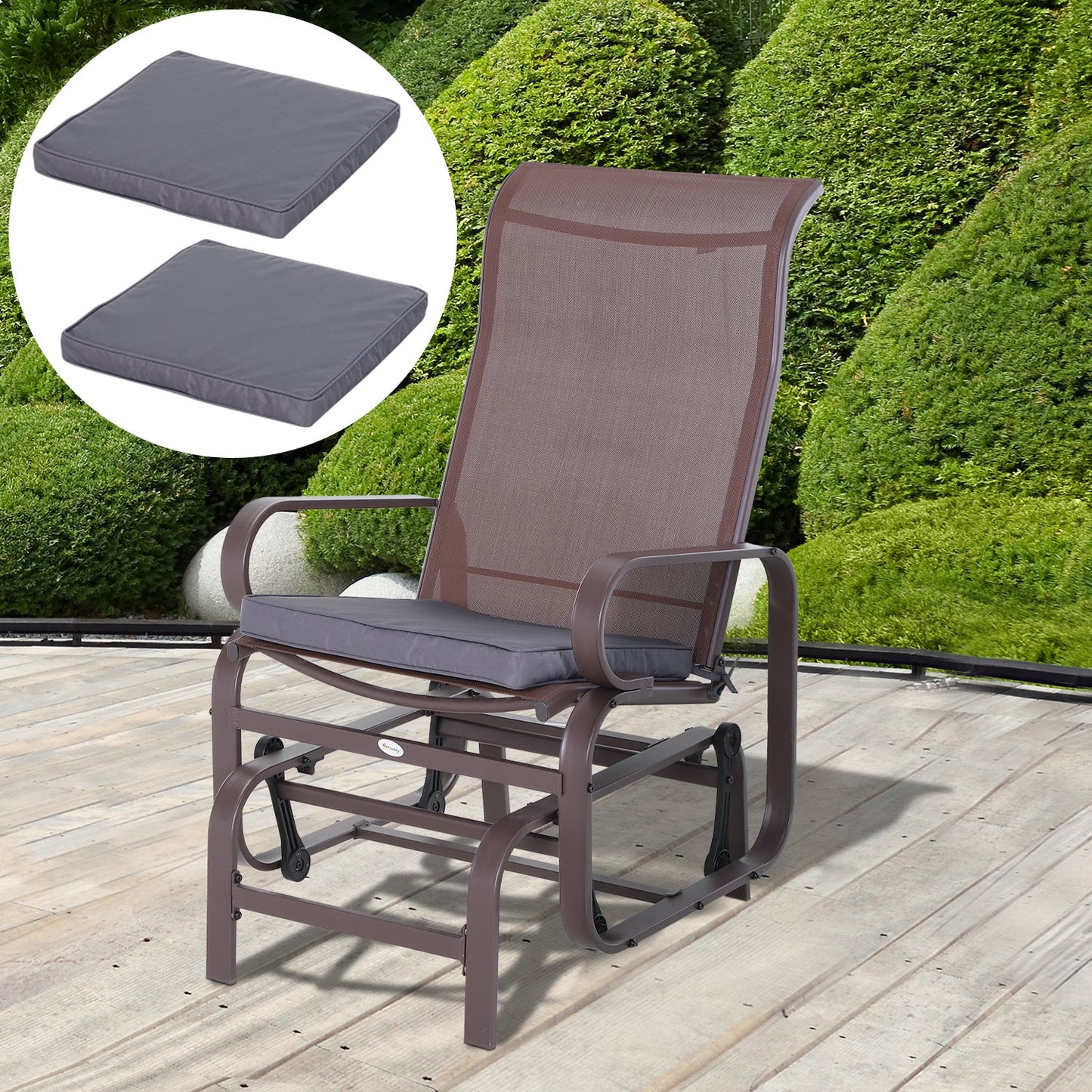 Outsunny Polyester Set Of 2 Garden Chair Cushion Grey