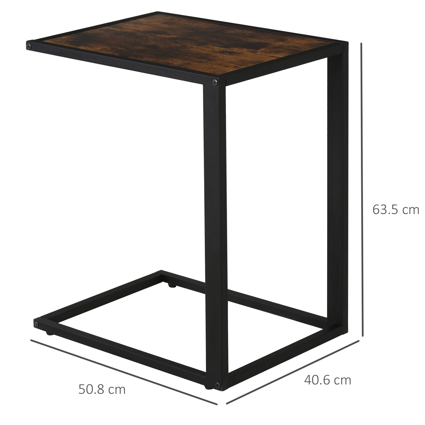 HOMCOM Steel Frame C-Shaped Side Table Brown – mhstar.co.uk