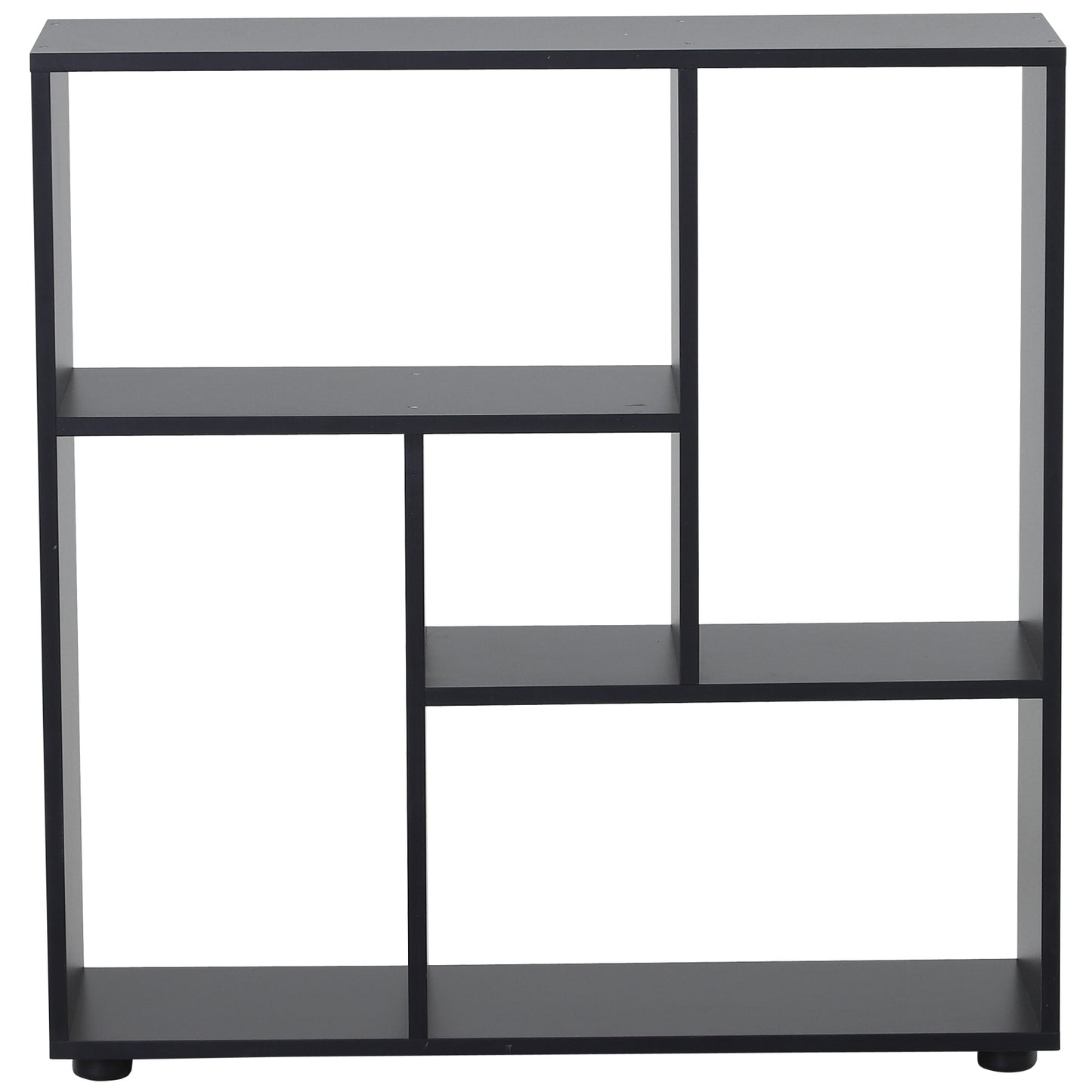 HOMCOM Particle Board 5-Unit Grid Bookcase w/ Melamine Foot Pads Black
