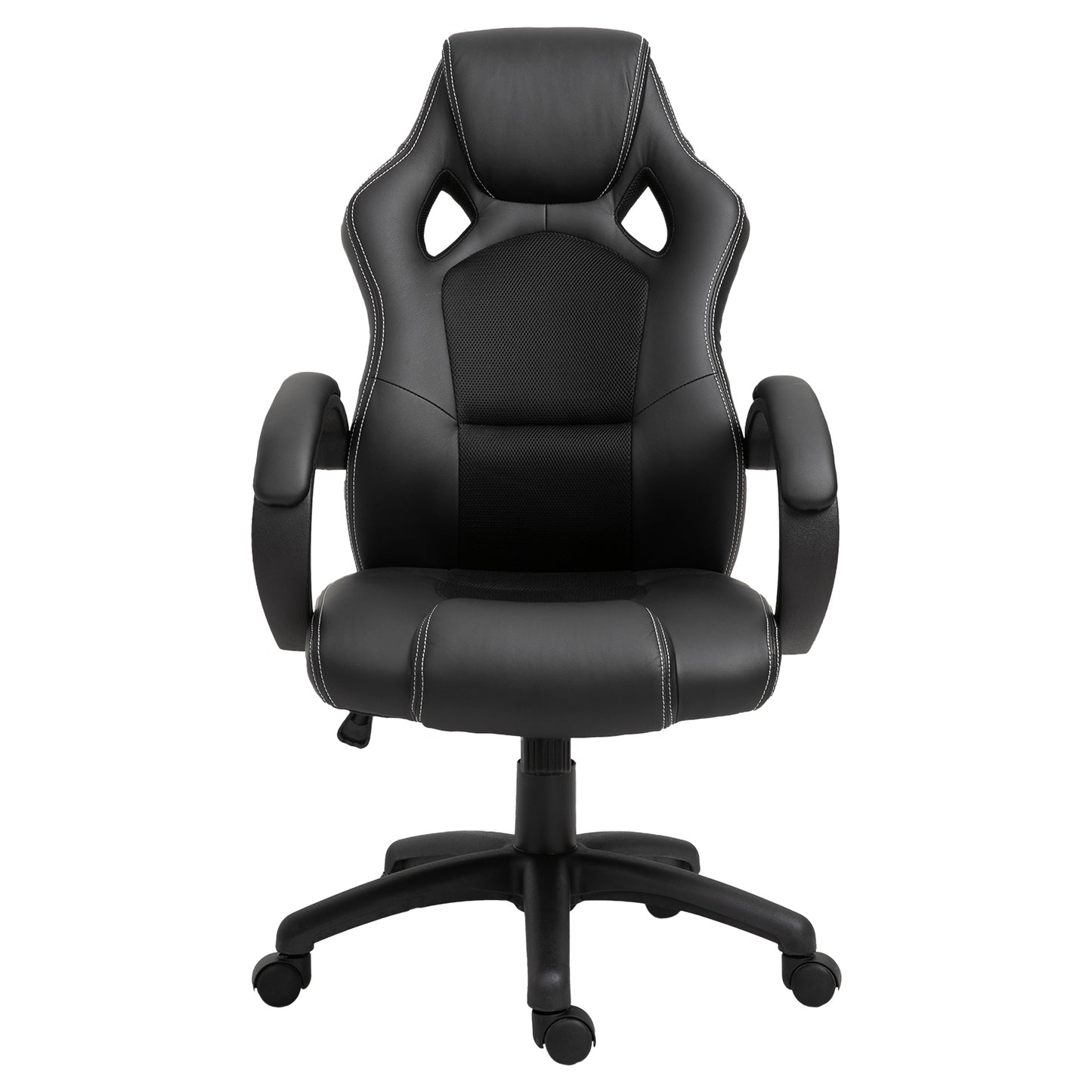 HOMCOM Racing Chair Gaming Sports Swivel Leather Office PC Chair Height Adjustable-Black