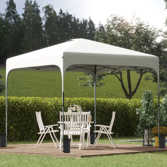 Outsunny 3 x 3 (M) Pop Up Gazebo, Foldable Canopy Tent with Carry Bag with Wheels and 4 Leg Weight Bags for Outdoor Garden Patio Party, White