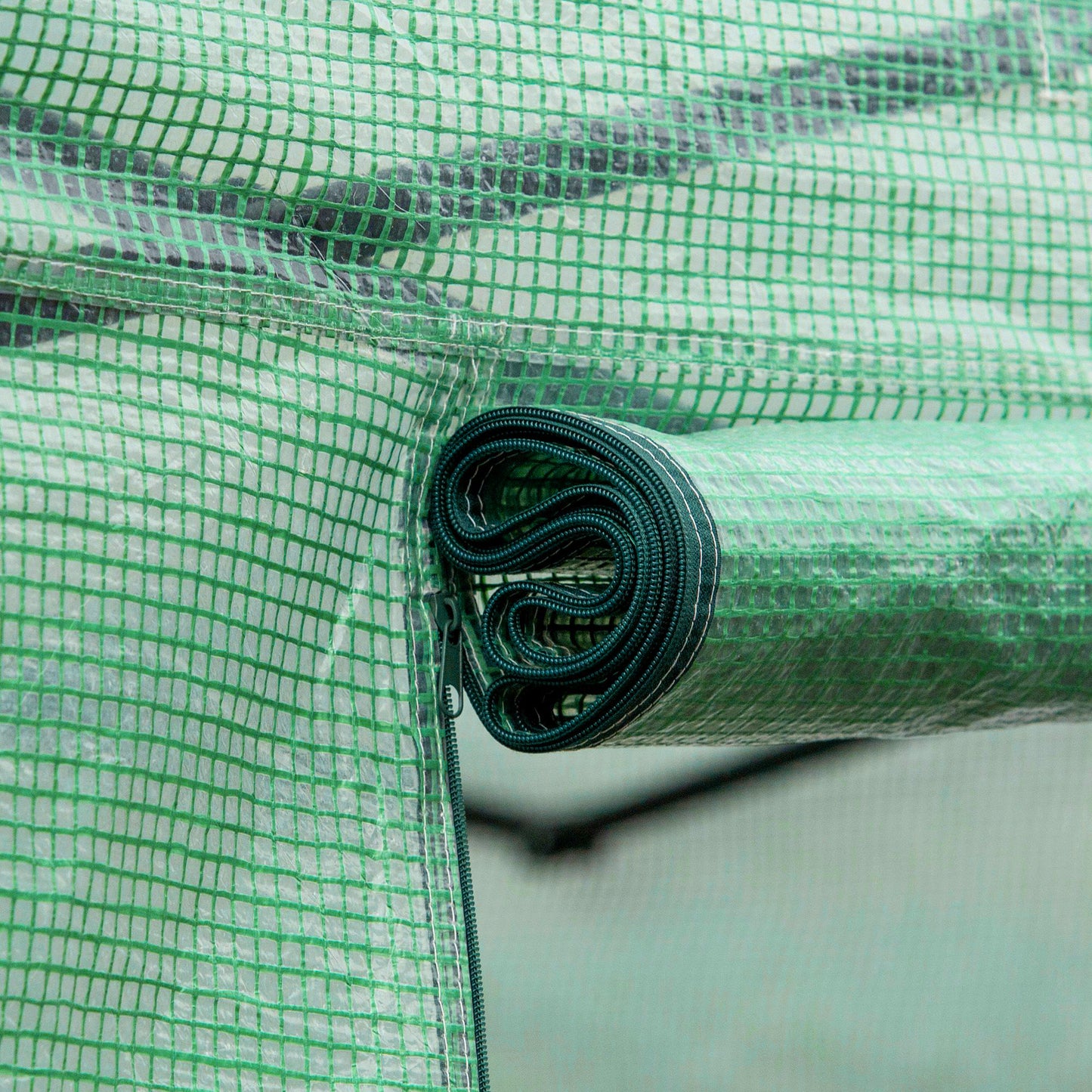 Outsunny Polytunnel Greenhouse Walkin Grow House Tent with Rollup Sidewalls Zipped Door and 8 Windows 4x3x2m Green