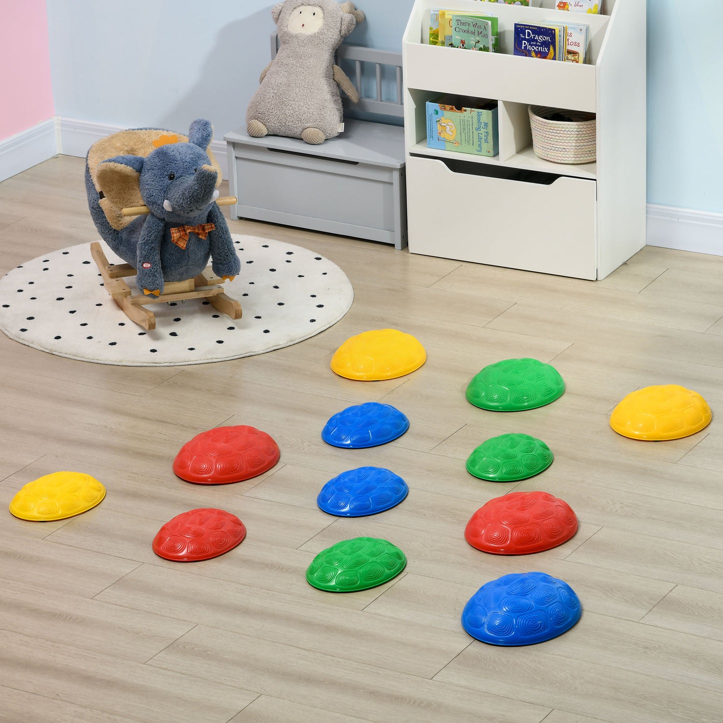 ZONEKIZ EightPiece Kids Stepping Stones with NonSlip Mats Balance River Stones