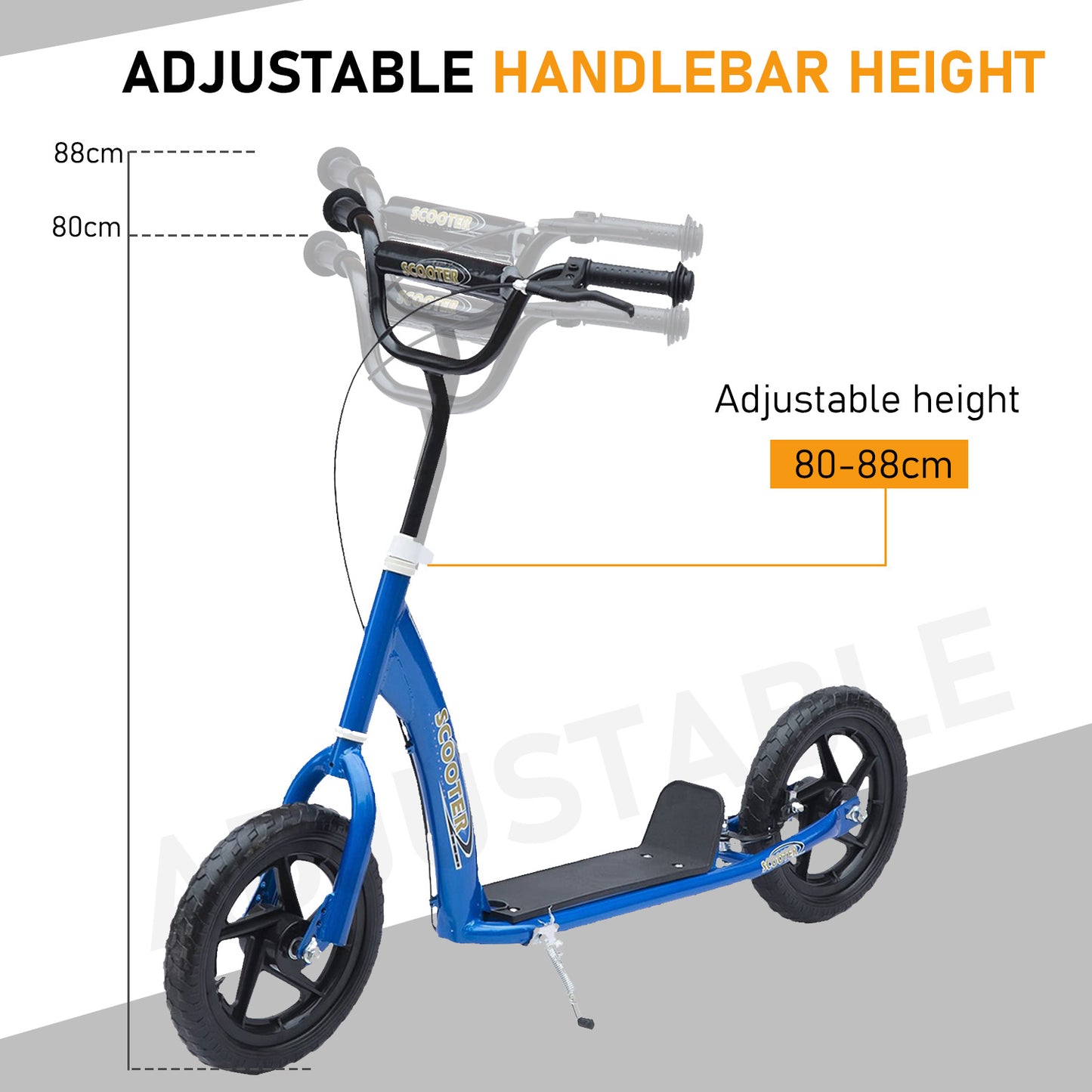 HOMCOM Teen Push Scooter Kids Children Stunt Scooter Bike Bicycle Ride On 12" EVA Tyres, Blue