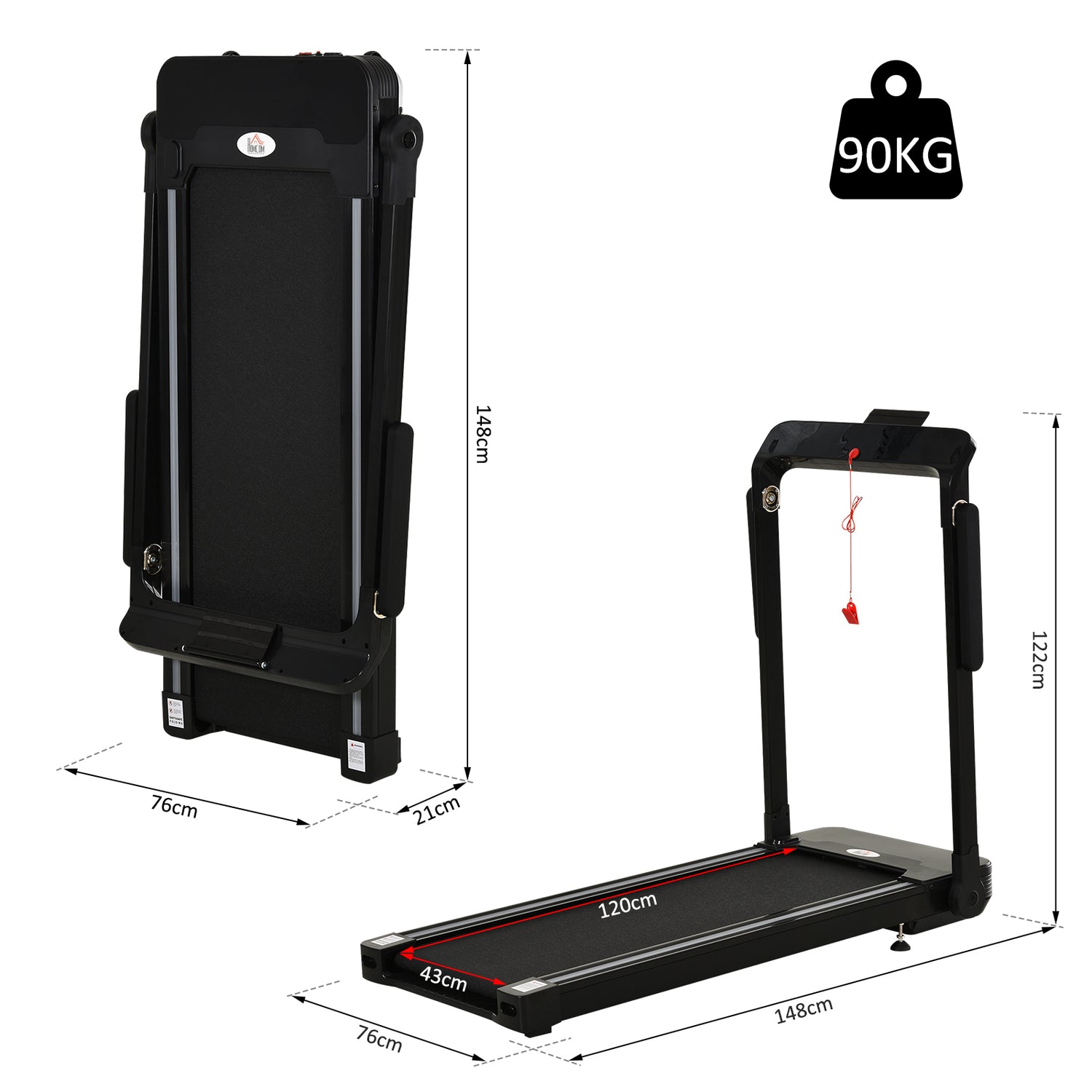 Homcom 600w foldable steel motorised treadmill black new arrivals