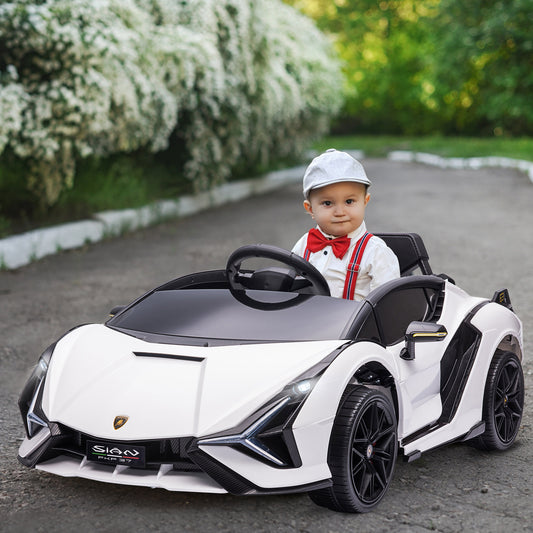 HOMCOM Lamborghini SIAN 12V Kids Electric Ride On Car Toy w/ Remote Control White