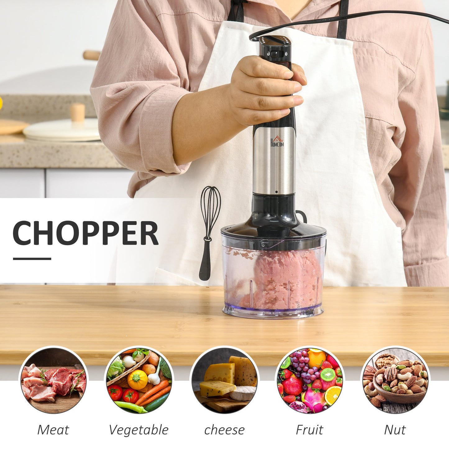 HOMCOM 1000W Four-Piece Hand Blender Set