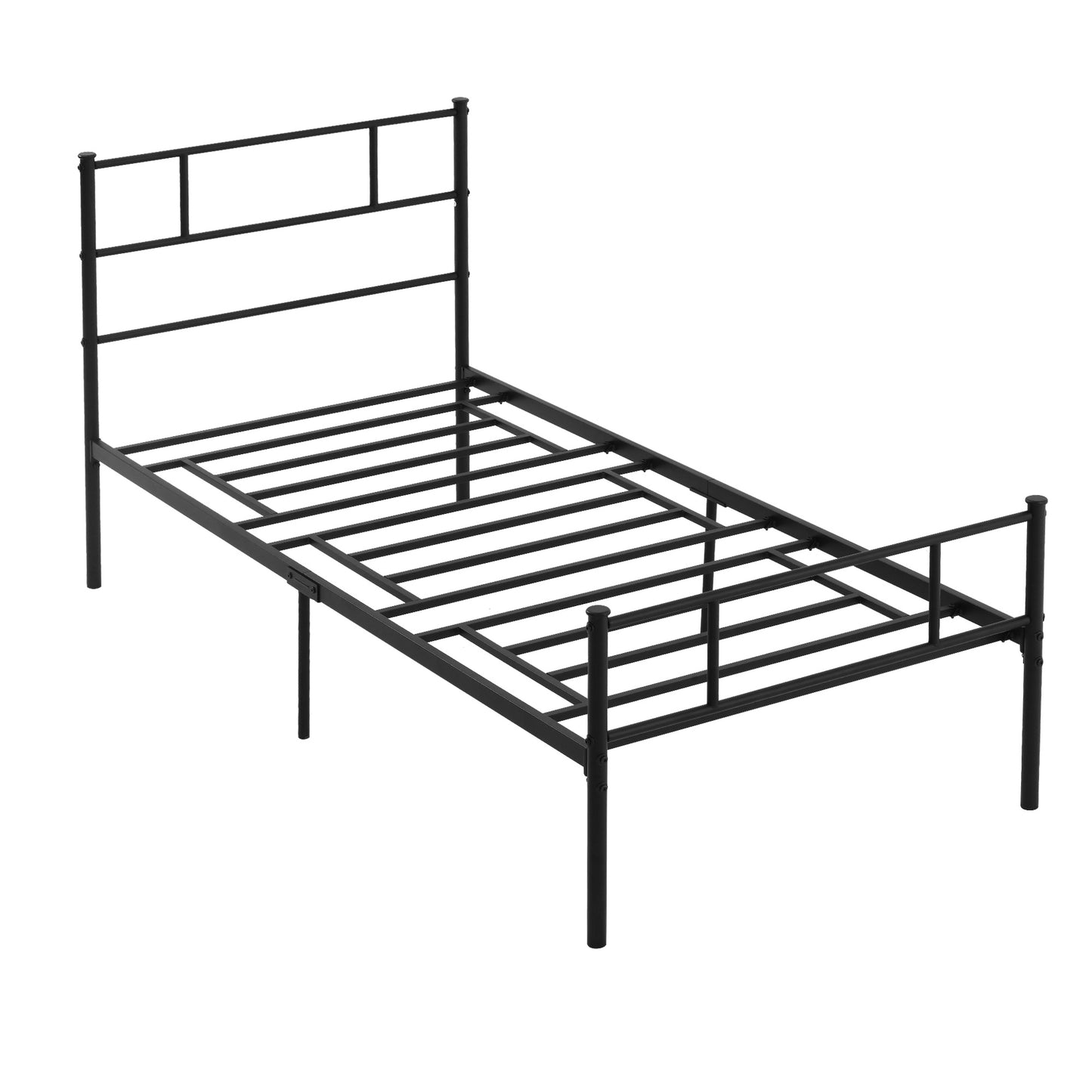 HOMCOM Single Metal Bed Frame w/ Headboard and Footboard, Underbed Storage Space